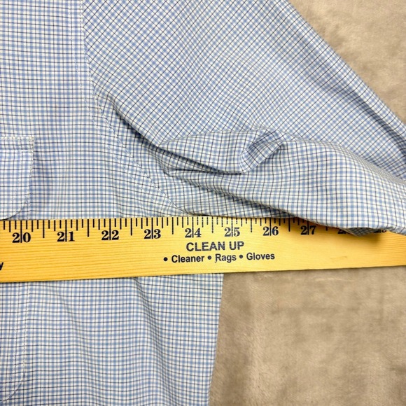 Lands End Mens XL Blue Gingham Check Short Sleeve Button Up Shirt Work‎ Pockets - Picture 4 of 7